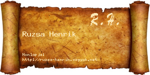 Ruzsa Henrik névjegykártya